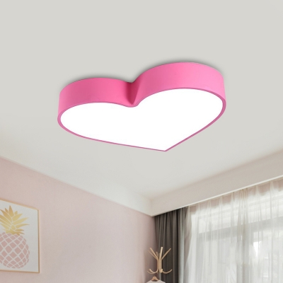 Acrylic Loving Heart Flushmount Lighting Contemporary Pink/Yellow/Blue LED Ceiling Mounted Light