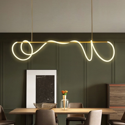 Acrylic Vine-Like Island Pendant Simple Style LED Gold Hanging Lamp Kit in Warm/White/Natural Light