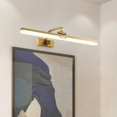 Black/Brass Linear Wall Lighting Minimalism LED Acrylic Vanity Wall Light Fixture with Fret Design
