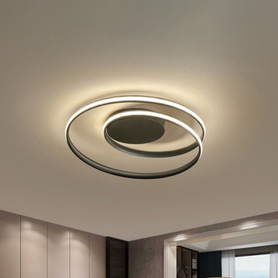 Black Spiral Flush Mount Contemporary LED Metal Close to Ceiling Lamp in Warm/White Light, 18