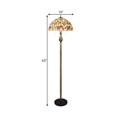 Bloom Standing Lighting 2 Heads Shell Tiffany Style Reading Floor Lamp in White with Bowl Shade