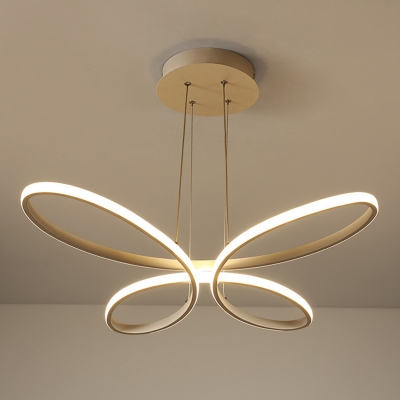 Butterfly Shape Hanging Light Fixture Contemporary Acrylic LED Gold Chandelier Lamp, Warm/White Light