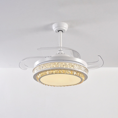 Circle Beveled Crystal Fan Lighting Modern 19