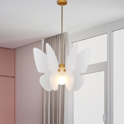 Contemporary Butterfly Ceiling Light Acrylic 1 Bulb Dining Room Pendant Lighting Fixture in White
