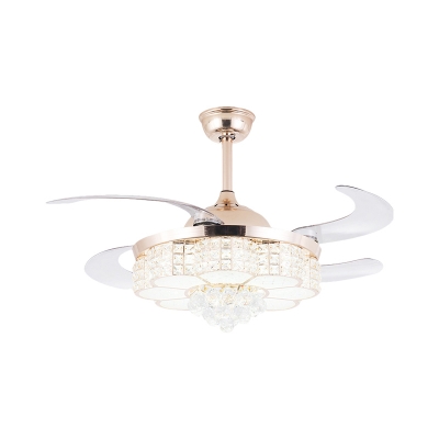 Floral Faceted Crystal Flush Ceiling Fan Simplicity 19