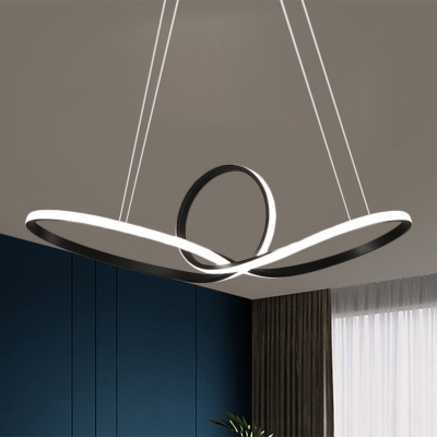 Knotting Acrylic Hanging Chandelier Modern Style Black/White LED Ceiling Pendant in Warm/White Light