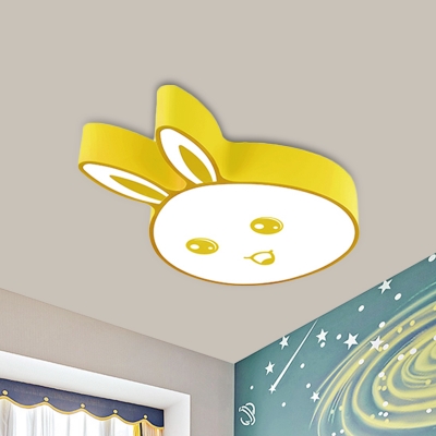 LED Parlor Ceiling Flush Mount Modernist Pink/Yellow/Blue Flush Light with Rabbit Head Acrylic Shade