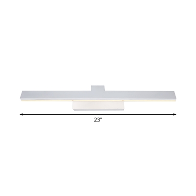 Long Panel Metallic Wall Mount Lamp Minimalist LED White Vanity Sconce with Angled Arm in Warm/White Light, 17