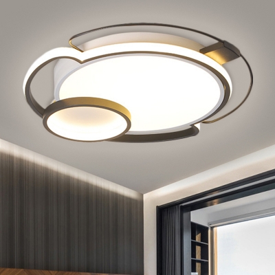 Metallic Circle Flushmount Lighting Modern LED Ceiling Mounted Fixture in Black for Sleeping Room