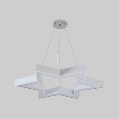 Minimalism Hexagram Down Lighting Acrylic LED Playroom Chandelier Light Fixture in White