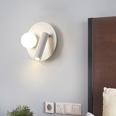 Modern Round Wall Light Fixture White Acrylic LED Bedroom Wall Sconce Lighting in Warm/White Light