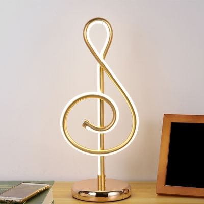 Modern Stylish Music Note Table Light Metallic Bedside LED Nightstand Lamp in Warm/White Light, Black/White/Gold