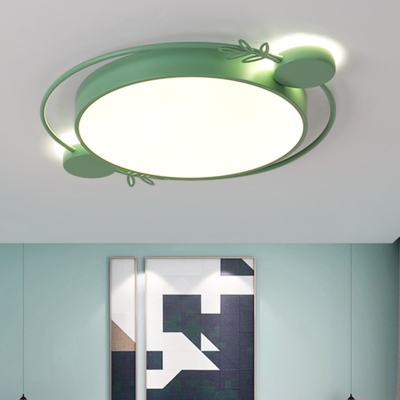 Modernist Planet Ceiling Flush Metallic LED Bedroom Flush Mount Light with Leave Design in Black/White/Grey