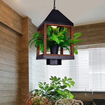 Pavilion Balcony Ceiling Lamp Loft Metallic 1 Light Black Hanging Pendant Lighting