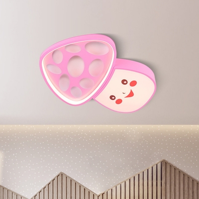 Pink/Blue Cute Mushroom LED Flush Mount Cartoon Iron Close to Ceiling Light for Baby Room