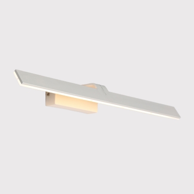 Rectangle Slender Vanity Light Simplicity Metal LED Toilet Wall Lamp Fixture with Bent Arm in White