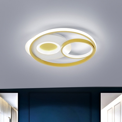 Rings Flush Mount Lighting Simplicity Metallic Sleeping Room LED Ceiling Fixture in Gold, 16.5