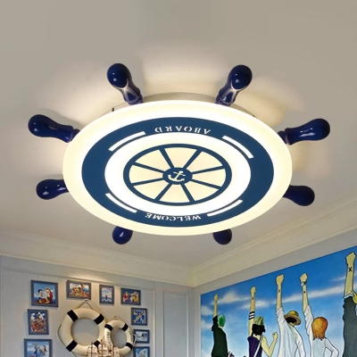 Rudder Children Bedroom Flush Mount Acrylic Kids Style LED Ceiling Lighting in Blue