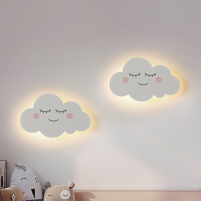 Smiling Cloud Nursery Wall Mount Light Metal Kids Style LED Wall Sconce Lighting in Pink/Blue