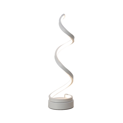 Twisty-Shape Bedside Nightstand Lamp Metal Minimalist LED Table Light in Warm/White Light, Black/White/Gold