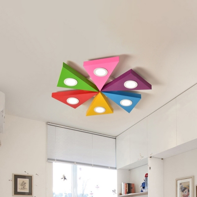 Windmill Flush Light Fixture Kids Metallic Multi-Color LED Ceiling Flush Mount for Children Bedroom