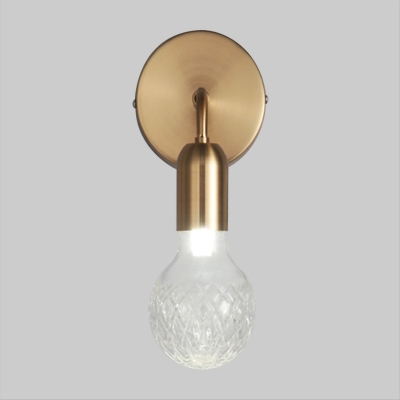 Ball Clear/Frosted Glass Wall Light Sconce Colonial 1 Bulb Bedroom Wall Lighting Fixture in Gold