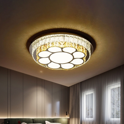 Crystal Flower/Loving Heart Ceiling Flush Modern Style LED Chrome Flush Mount Light Fixture for Bedroom