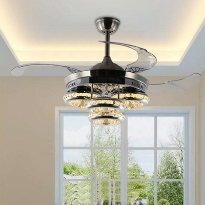 Crystal Round Hanging Fan Lighting Simple 19