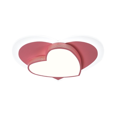 Heart Shade Flush Mount Macaron Acrylic White/Pink/Yellow Finish LED Close to Ceiling Light for Bedroom