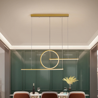 Metal Geometric Shapes Pendant Minimalism Black/Gold LED Hanging Island Light in Warm/White Light for Restaurant