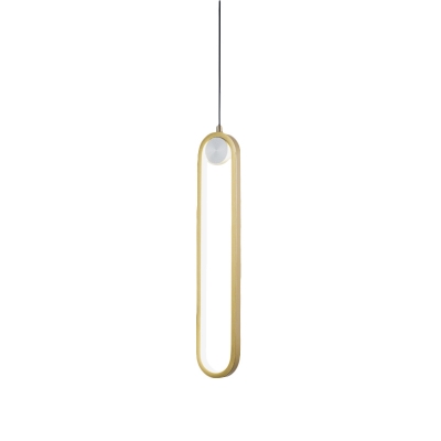 Metal Oblong Hanging Lamp Kit Contemporary LED Suspension Pendant in Gold, Warm/White Light