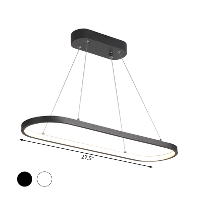 Metal Oblong Island Light Contemporary Black/White LED Pendant Lighting Fixture in Warm/White Light