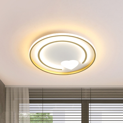 Minimalist LED Ceiling Mount Gold Circular Flushmount Light with Acrylic Shade for Bedroom