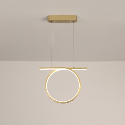 Modern Circular Pendant Lamp Metal LED Bedroom Hanging Light Fixture in Gold, Warm/White Light