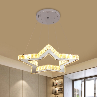 Modern Star LED Pendant Chandelier Crystal Block Sleeping Room Hanging Ceiling Light in Gold