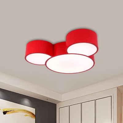 Mouse Head Flush Mount Fixture Simplicity Metal LED Nursery Ceiling Lighting in White/Red/Yellow