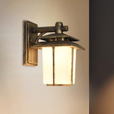 Pavilion Outdoor Wall Light Sconce Industrial Opal Glass 7.5