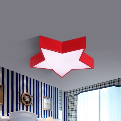 Pentagon Flush Mount Lamp Minimalism Acrylic LED Corridor Close to Ceiling Lighting in Red/White/Blue