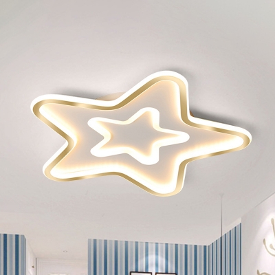 Scandinavian Star Flush Mount Lamp Acrylic LED Sleeping Room Ceiling Lighting in White