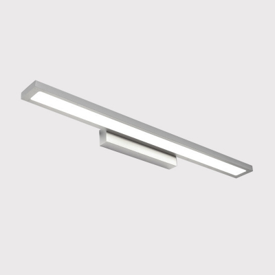 Simple Rectangle Vanity Wall Sconce Metallic LED Bathroom Wall Lighting Ideas in Black/Silver, Warm/White Light