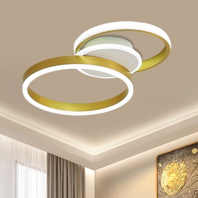 Simple Style Tiered Hoop Flush Mount Fixture Metallic LED Bedroom Flush Ceiling Light in Gold