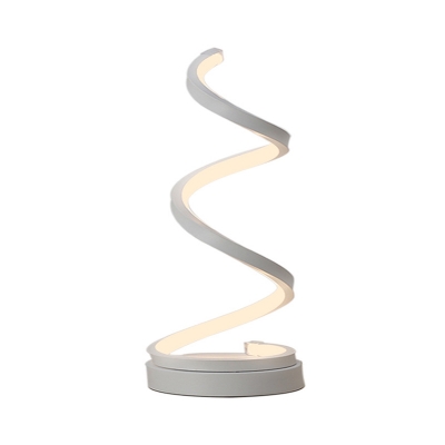 Spiral Study Room Table Lamp White Acrylic LED Modernism Nightstand Lighting in Warm/White Light
