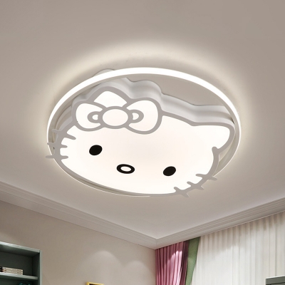 White/Pink/Blue Cat Flush Mount Lamp Minimalist LED Acrylic Ceiling Lighting in Warm/White Light for Bedroom