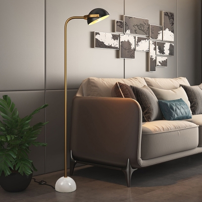 1 Light Brass Floor Lamp Contemporary Metallic Reading Floor Lighting with Adjustable Head