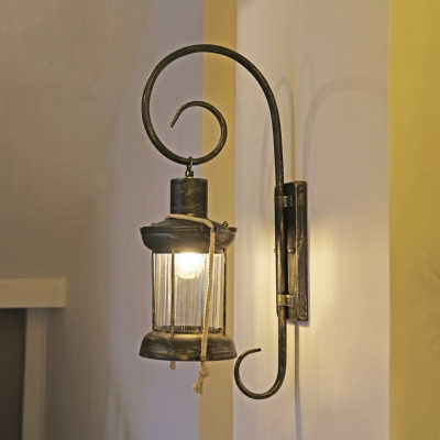 1-Light Wall Lighting Ideas Vintage Corridor Wall Lamp with Kerosene Clear Glass Shade in Antique Bronze