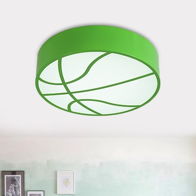 Acrylic Basketball Flush Light Fixture Cartoon LED Ceiling Flush Mount in Red/Blue/Green for Playroom