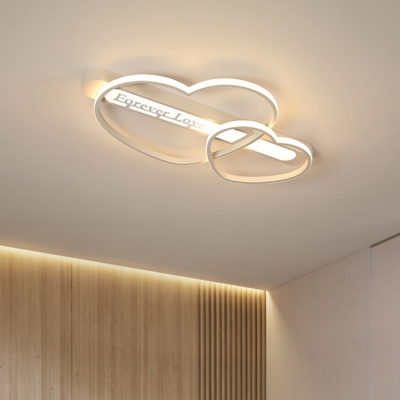 Acrylic Heart-with-Arrow LED Flushmount Modern Romantic Pink/White/Gold Ceiling Lighting for Bedroom