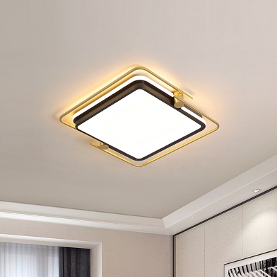 Acrylic Round/Square Ceiling Flush Mount Modern LED Flushmount Lighting in Gold for Bedroom