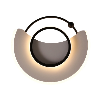 Circle Close to Ceiling Lamp Modernist Metallic LED Drawing Room Flushmount in Black, Warm/White Light