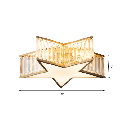 Clear Crystal Star Flush Mount Fixture Contemporary 5 Lights Ceiling Light for Bedroom